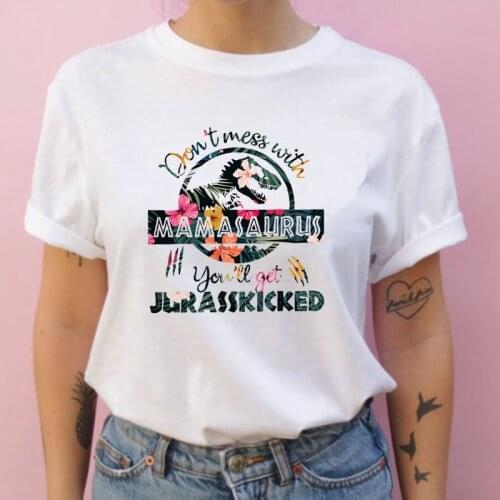 Women Clothes Fashion Summer Dinosaur Mom Life Flower Floral Tee Shirt T Female Woman Top Ladies Casual Printed Clothes T-shirt