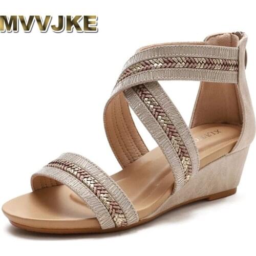 MVVJKEBling Women Shoes Platform Sandals Heels Cross Strap Wedge Cover Heel Gladiator Rome Bohemian Travel Footwear BeachOutdoor