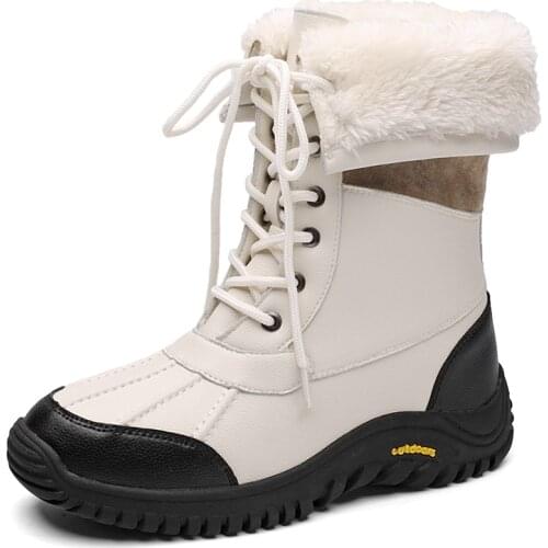 2021 New Winter Women Boots Keep Mid-Calf Snow Boots Women Lace-up Waterproof Comfortable Ladies Rain Boots Ski Boots