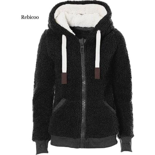 2020 New Fashion Women long sleeve drawstring zipper hooded casual large size plus velvet warm pocket Coat For Women