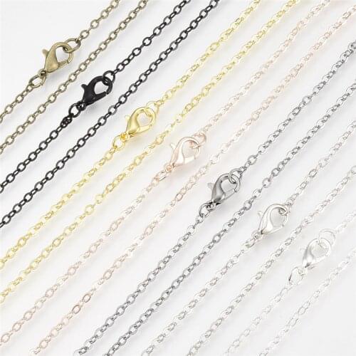 1PCS Link Black Rose Gold Sliver Steel Chains Necklaces DIY Jewelry Cuban Chains Suit Wholesale Bulk Sale Findings Making