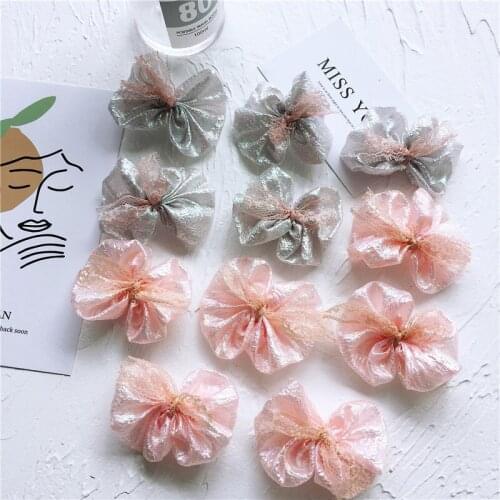 10PCS Korean DIY handmade bow with lace for cloth art lattice boutique PP cotton bow accessories hair accessories shoes socks