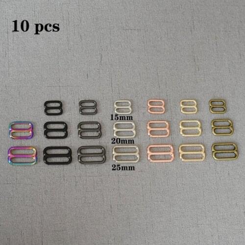 10 Pcs/Pack 15mm 20mm 25mm DIY Metal Heavy Duty Thickness Shoulder Leather Bag Strap Belt Web Rectangle Adjust Tri-Glide