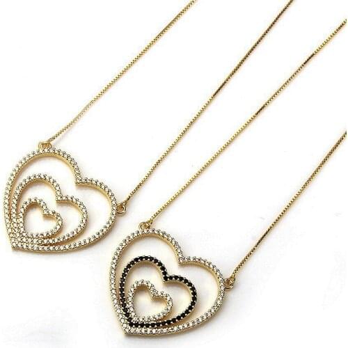 2021 New Love Heart Pedant Necklaces For Women Fashion Jewelry Cubic zirconia Charm Necklack Women Party Jewelry CZ Wholesale