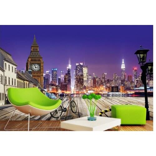 Customized 3d wallpaper 3d wall murals City light 3 d landscape background wall paintings beauty mural wallpaper room