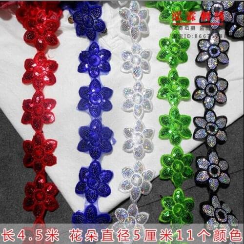 5yards Floral Sequined Lace Trim Dance Clothing Accessories Mesh Embroidery Lace Small Flowers Decorative Applique DIY Craft