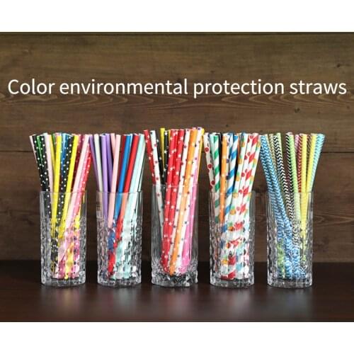 50PCS/Pack of Color Plastic Straws Environmental Protection Paper Straws Disposable Juice Drinks Cocktails Party Supplies