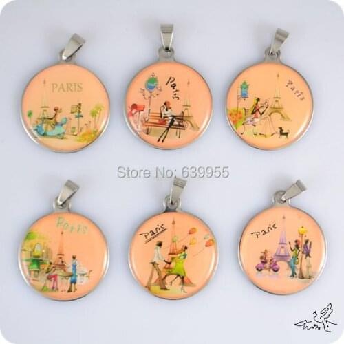 NEW 6pcs Paris Eiffel Tower Pendant Necklaces Romantic Lady Lover Fashion Stainless Steel Jewerly Gift Wholesale