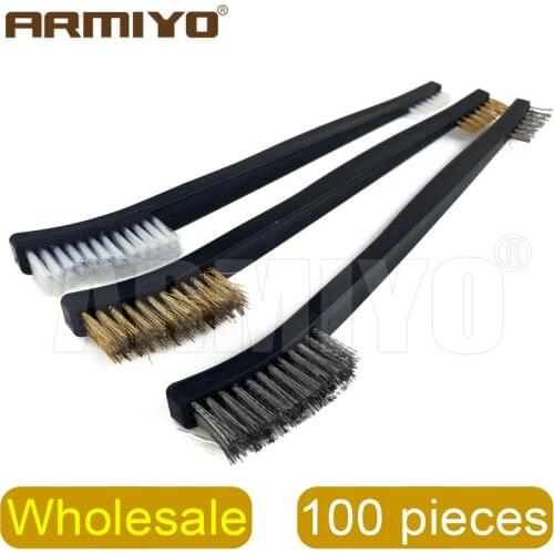 Armiyo Wholesale 100Pcs/pack Copper Dual Cleaner Barrel Carbon Deposits Dirt Cleaning Kit Steel Wire Double Head Brush Hunting