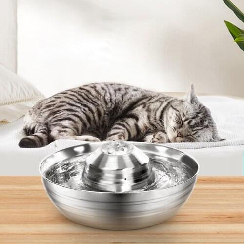 Automtaic Stainless Steel Pet Cat Fountain Drinker 360 Degree Spring Dog Water Dispenser Ultra Quite Cats Drinking Bowl
