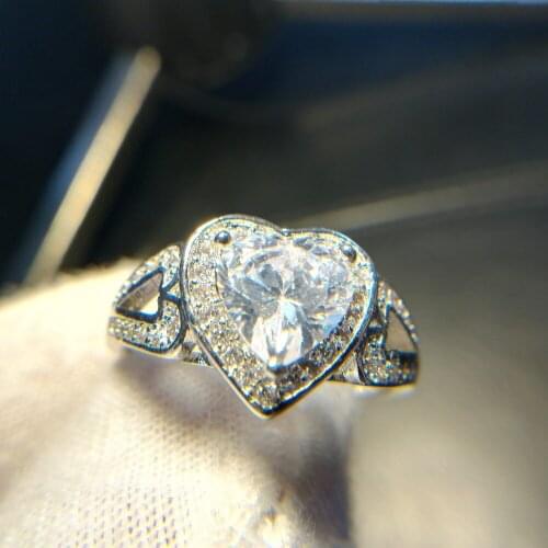 Eleple Large Heart ring brilliant cubic zircon jewelry Wedding bands Rings For Women White gold color fashion Jewelry VSR193