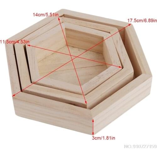 Wooden Necklace Jewelry Display Tray Case Holder Rack Hexagon Storage Box J18 21 Dropshipping