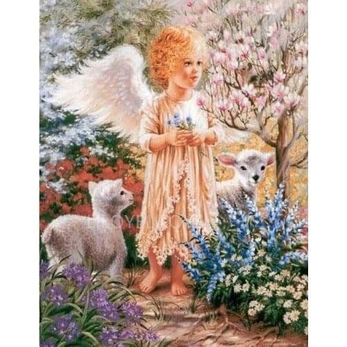 DIY Angels and lambs crafts home decor mosaic kit square wall painting diamond painting cross stitch diamond embroidery FG1175