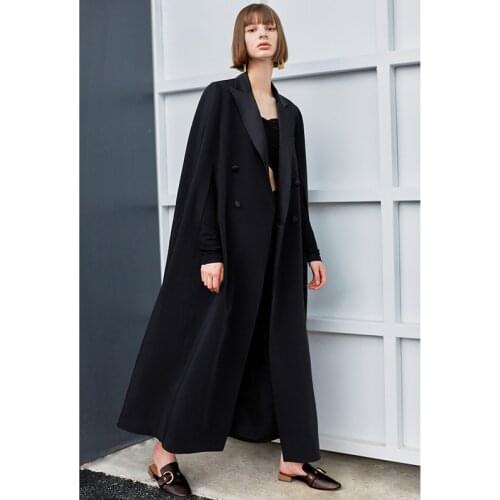 AEL fashion long Cloak Poncho Women Coat spliced tailored collar Overcoat Female winter Loose Warm Cape Coat Female