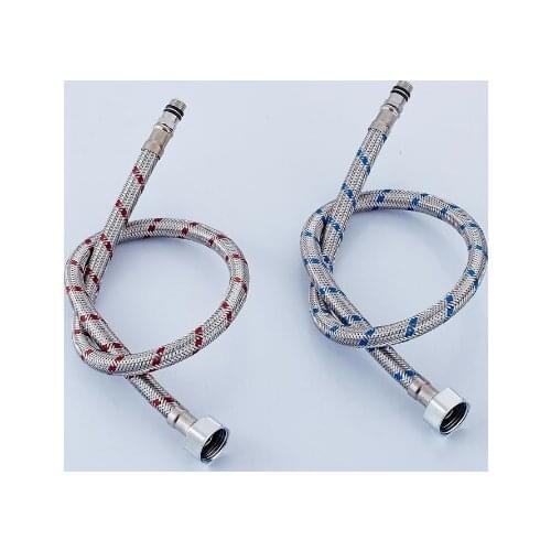 G1/2"B 45 cm 1 pair of Stainless Steel Flexible Cold / Hot mixer Faucet Water supply pipe Hoses bathroom plumbing hose