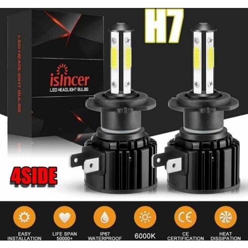 H7 8000LM F8 Combo 4-Side LED Car Headlight Bulb H8 H9 H11 9005 HB3 9006 HB4 Running Auto Low Beam Bulb 6500K White Accessories
