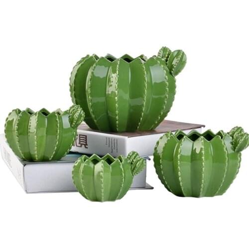 Hot New Cactus Ceramic Flower Pot Creative Plant Sculpture Craft Decoration Succulent Plant Pot Home Decor Accessories Groot
