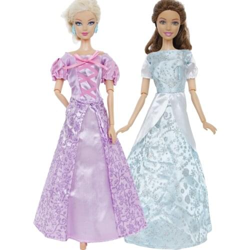 2 Pcs/Set Classic Princess Dress Fairy Tale Outfit Wedding Party Gown Cosplay Clothes for Barbie Doll Kids Girl DIY Accessories