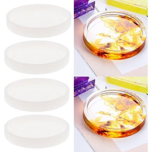 4 Pieces Round DIY Silicone Cup Pad Holder Silica Gel Ornament Epoxy Resin Craft Molds