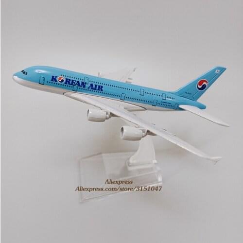 Alloy Metal Korean Air A380 Airlines Airplane Model Korean Airbus 380 Airways Plane Model Stand Aircraft Kids Gifts 16cm
