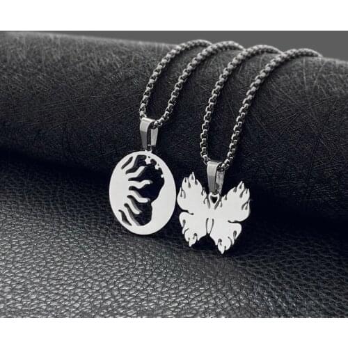 Fashion men and women necklaces titanium steel pendants stainless steel pendants butterfly belt flame pendant jewelry
