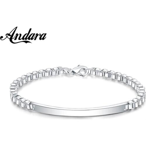 Fashion 925 Sterling Silver Bracelet Venetian Box Cowhide Bracelet for Men & Women Jewelry Gifts