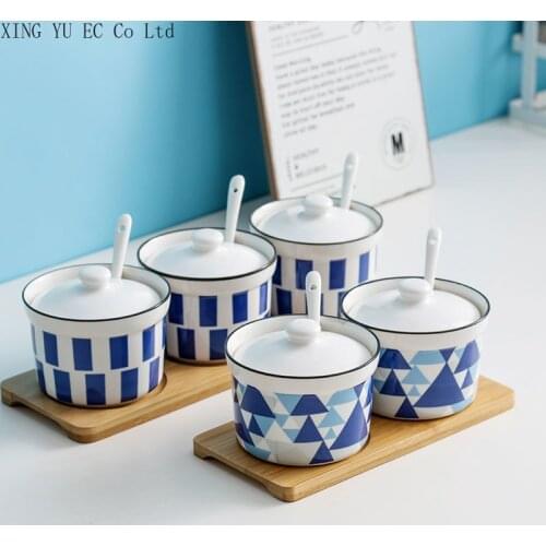 Kitchen Canister Sets Ceramic Seasoning Pot Household Salt Shaker Sugar Bowl Chopsticks Storage Tube Kitchen Storage Containers