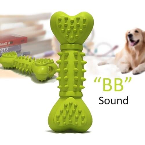 Non-toxic Dog Toy Rubber With Thorns Bone Shape BB Sound Cleaning Tooth Pet Chew Toys Molars Playing Interaction Dog Supplies