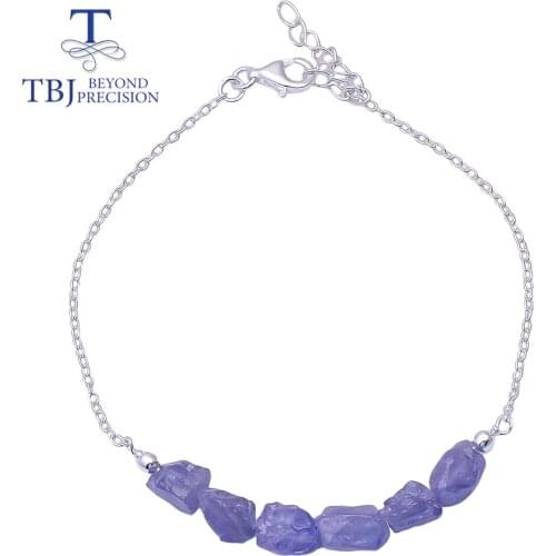 2020 new Handmade Gemstone tanzanite Rough bracelet,natural gemstone rough 925 sterling silver fine jewelry for women