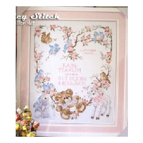 Newborn Announcement Birth Record Counted Cross Stitch Kit Embroidery Cartoon Bear Flowers DIY gift for baby room decoration