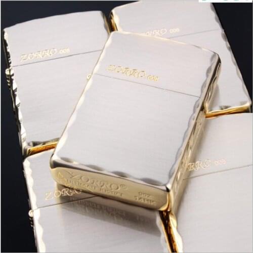 Zorro Authentic Windproof Kerosene Lighter Lace Carving Golden Gasoline Oil Lighter Kitchen Tool Creative Gift