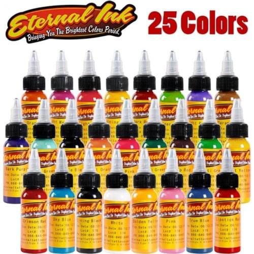 Tattoo & Body Art Permanent Makeup Pigment Color Tattoo Ink Sets 1 Oz Body Paint (25 Color Tattoo Ink Set)
