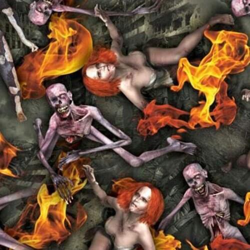 Water transfer film CSKW9072 1M*10M skulls with flame and girls design hydro dipping film