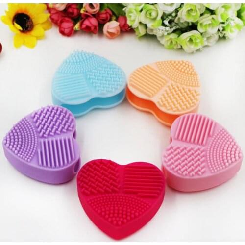 Durable Makeup Brushes Cleaning Pad Mat Hot Selling Silicone Solid Simplicity Love Shape Cosmetic Pen Makeup Washing Tools