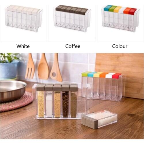 Transparent Spice Jar Set Salt and Pepper Seasoning Bottle Colorful Lid Kitchen Condiment Cruet Storage Container