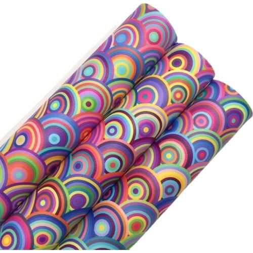 Rainbow Mermaid Fish Scales Printed Synthetic Faux Leather Fabric Sheets Felt Backing Leather For DIY Bows 21X29CM 6S73D