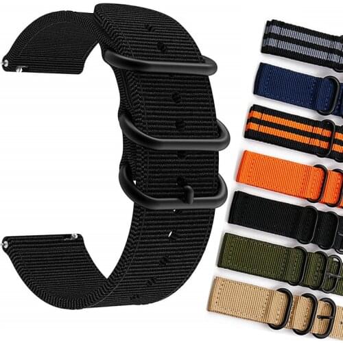 Luxury Causal 20mm 22mm Military Army Nylon Fabric Watch Band Strap stainless steel Buckle Wrist WatchBand