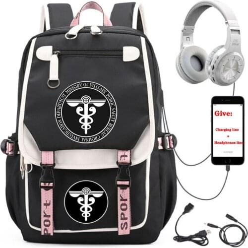 Anime Psycho-Pass backpack Unisex Travel Backpack student School book Bag USB Charging teenagers Laptop packsack