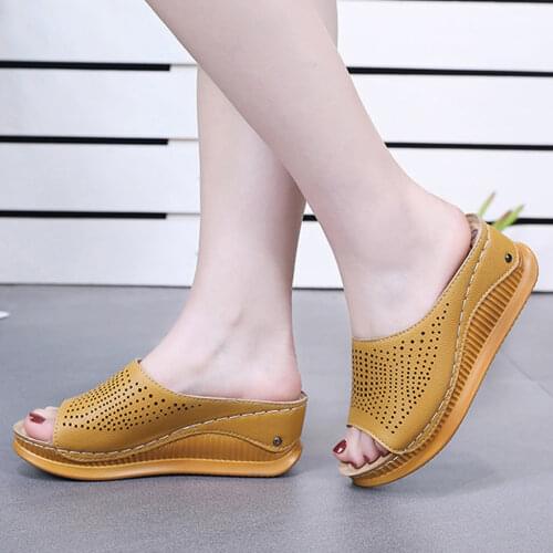 Wedges Sandals Women Summer Shoes Fashion Hollow Out Peep Toe platform Sandals Women Split High Heels Slippers 2021