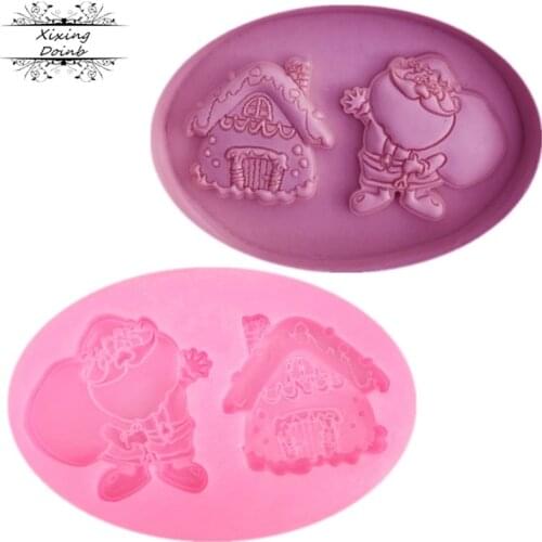 Christmas Santa Claus small house shape silicone mold cake decoration tools candy biscuit chocolate fudge mold