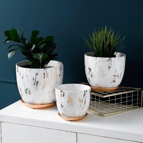 Modern Ceramic Plant Pots Flower Pot Outdoor Indoor Garden Planters Plant Containers With Drain Hole and Saucer Home Decoration