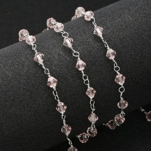 Stainless steel glass Beads Chain Faceted Necklace Chains High Quality Diy Jewelry Findings Accessories
