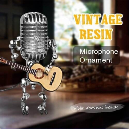 Vintage Resin Microphone Robot Desk Lamp Home Decoration Industrial Style Wrought Iron Rock Guitar Touch Dimmer Lamp Figurines