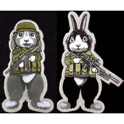 Embroidered anime Patches bunny tactical military patch funny hook &loop army backpack for cloth jacket