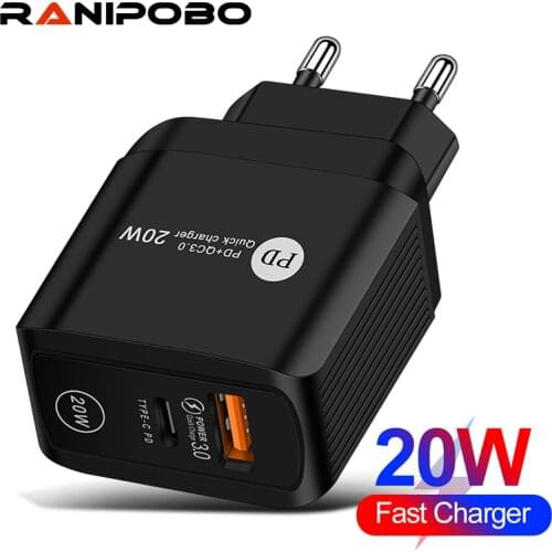 PD 20W Fast USB Type C Charger Quick Charge 3.0 Type C PD Fast Charging Travel Wall For Samsung S10 S20 Huawei P30 Xiaomi