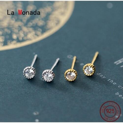 La Monada Round Bead Minimalist Sterling Silver Stud Earrings Women Fine 925 Silver Jewelry Woman Earrings Stud Silver 925