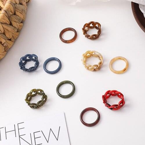 Resin Ring 2pcs Sets Fashion Women Jewelry Vintage Trendy Female Ring Good Gift 2021 New