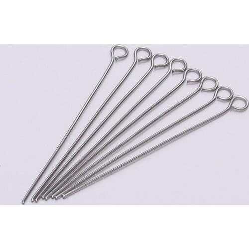 100Pcs/lot 15-70mm Stainless Steel Eye Head Pins Needle Pendant Connectors For DIY Jewelry Making Findings Supplies Accessories