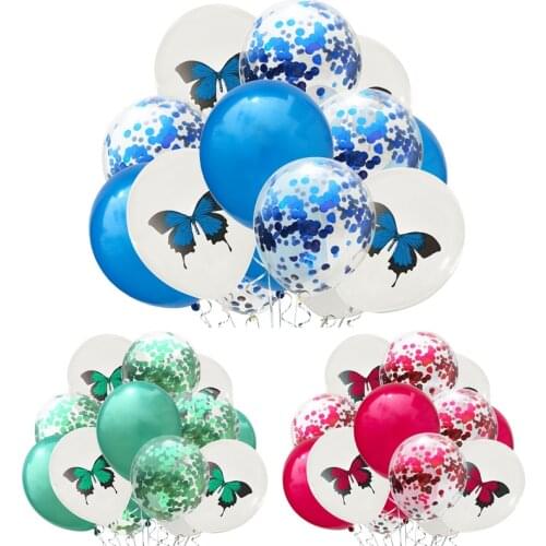 15pcs/set Cartoon Butterfly Balloons DIY Animal Latex Confetti Ballons Kids Birthday Party Childrens Day Baby Shower Decor