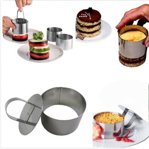 4pcs/set 8cm Stainless Steel Mousse Ring Cake Mold Dessert Ring Confeitaria Ferramentas Cake Baking Mold Confectionery Tools